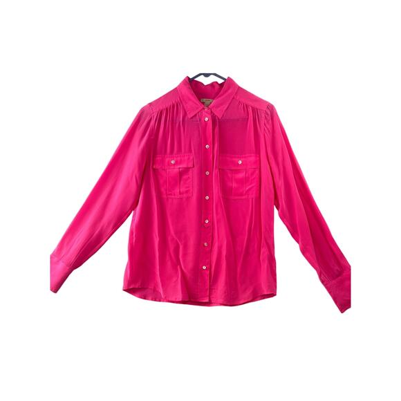 J.Crew “Blythe” Silk Button-Down Blouse • Hot Pink • Size 6 - Picture 1 of 6